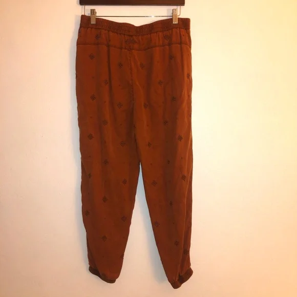 Anthropologie Rowan Embroidered Joggers brown orange (size XS) - Picture 7 of 11